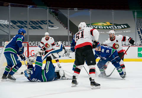 Vancouver Canucks goalie Thatcher Demko (35). Mandatory Credit: Bob Frid-USA TODAY Sports