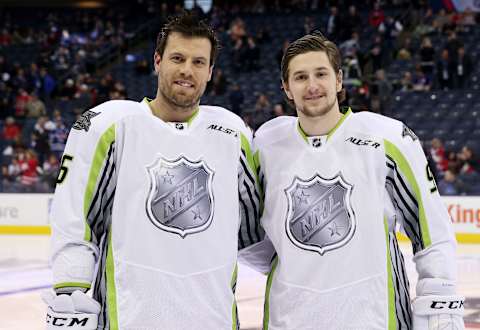 COLUMBUS, OH – JANUARY 25: Shea Weber #6 of the Nashville Predators and Team Toews and Filip Forsberg #9 of the Nashville Predators during the 2015 Honda NHL All-Star Game at Nationwide Arena on January 25, 2015 in Columbus, Ohio. (Photo by Bruce Bennett/Getty Images)