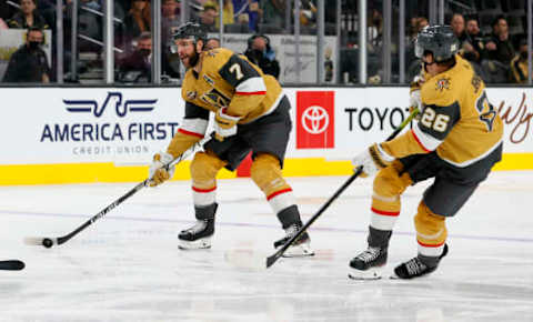 Alex Pietrangelo for the Vegas Golden Knights. (Photo by Ethan Miller/Getty Images)