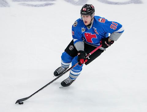 Nathan Gaucher #91 of the Quebec Remparts (Photo by Mathieu Belanger/Getty Images)