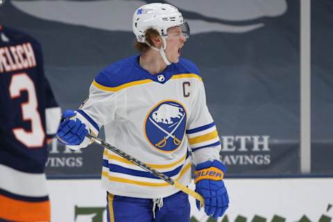 Mar 6, 2021; Uniondale, New York, USA; Jack Eichel. Mandatory Credit: Brad Penner-USA TODAY Sports