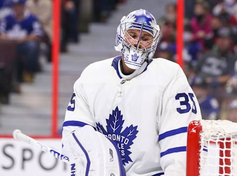 OTTAWA, ONTARIO – OCTOBER 14: Petr Mrazek #35 of the Toronto Maple Leafs  (Photo by Chris Tanouye/Getty Images)