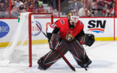 OTTAWA, ON – JANUARY 11: Marcus Hogberg #35 of the Ottawa Senators guards his net against the Montreal Canadiens at Canadian Tire Centre on January 11, 2020 in Ottawa, Ontario, Canada. (Photo by Jana Chytilova/Freestyle Photography/Getty Images)