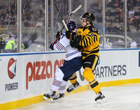 HAMILTON, ONTARIO – MARCH 14: Arber Xhekaj #8 of the Hamilton Bulldogs (Photo by Chris Tanouye/Getty Images)