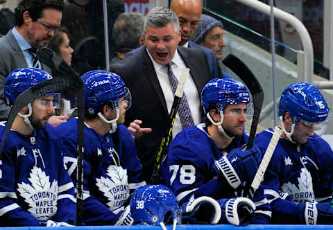 Dec 10, 2022; Toronto, Ontario, CAN; Toronto Maple Leafs head coach Sheldon Keefe   Mandatory Credit: John E. Sokolowski-USA TODAY Sports