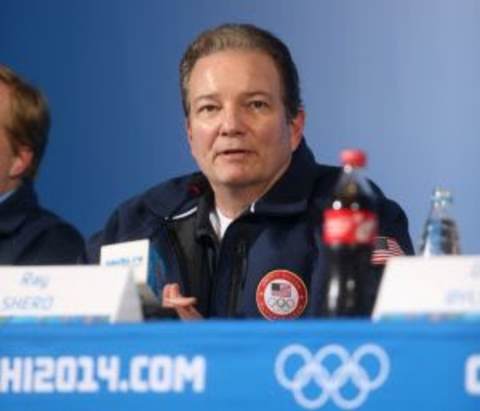 Feb 7, 2014; Sochi, RUSSIA; USA general manager Ray Shero at a press conference at the Sochi 2014 Olympic Winter Games. Mandatory Credit: Jerry Lai-USA TODAY Sports