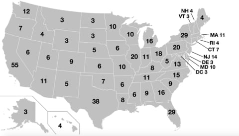 A map of the Electoral College.