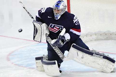 Connor Hellebuyck, USA, Winnipeg Jets (Photo credit should read JONATHAN NACKSTRAND/AFP via Getty Images)