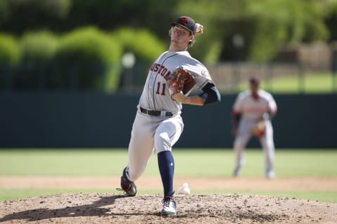 PHOENIX, AZ – OCTOBER 16: Forrest Whittley #11 of the Scottsdale Scorpions and Houston Astros pitches during the 2018 Arizona Fall League on October 16, 2018 at Camelback Ranch in Phoenix, Arizona. (Photo by Joe Robbins/Getty Images)