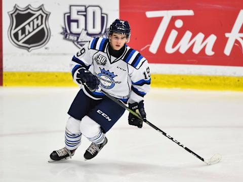 Theo Rochette #19 of the Chicoutimi Sagueneens skates against the Blainville-Boisbriand Armada. (Photo by Minas Panagiotakis/Getty Images)