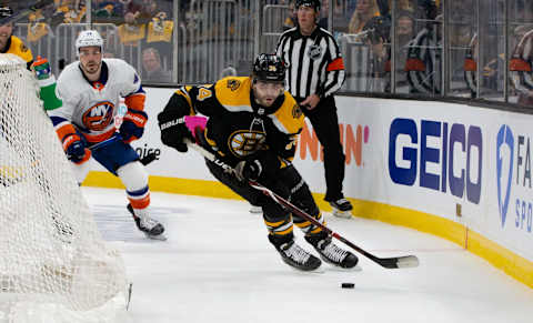 BOSTON, MA – MAY 29: Jake DeBrusk #74 of the Boston Bruins skates against the New York Islanders in Game One of the Second Round of the 2021 Stanley Cup Playoffs at the TD Garden on May 29, 2021 in Boston, Massachusetts. The Bruins won 5-2. (Photo by Rich Gagnon/Getty Images)