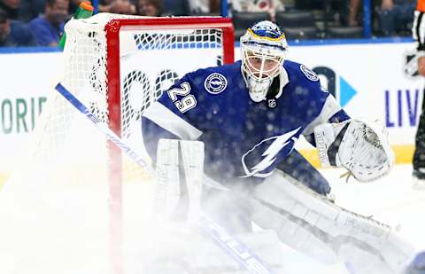 Tampa Bay Lightning goalie Scott Wedgewood (29): (Kim Klement-USA TODAY Sports)