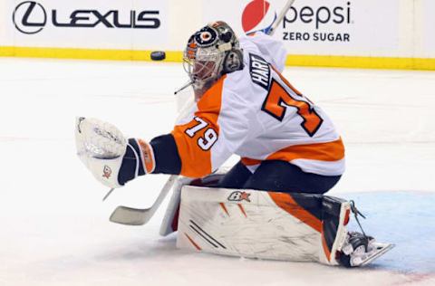 Carter Hart #79, Philadelphia Flyers (Photo by Bruce Bennett/Getty Images)