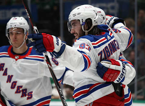 Mika Zibanejadof the New York Rangers . (Photo by Ronald Martinez/Getty Images)