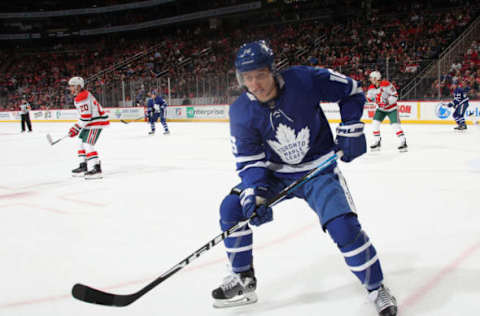 NEWARK, NEW JERSEY – JANUARY 10: Mitchell Marner #16 of the Toronto Maple Leafs skates against the New Jersey Devils at the Prudential Center on January 10, 2019 in Newark, New Jersey. The Maple Leafs defeated the Devils 4-2. (Photo by Bruce Bennett/Getty Images)