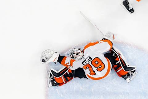 Carter Hart #79 of the Philadelphia Flyers. (Photo by Bruce Bennett/Getty Images)