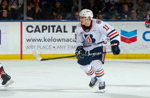 KELOWNA, BC – NOVEMBER 16: Logan Stankoven #11 of the Kamloops Blazers skates against the Kelowna Rockets at Prospera Place on November 16, 2019 in Kelowna, Canada. (Photo by Marissa Baecker/Getty Images)