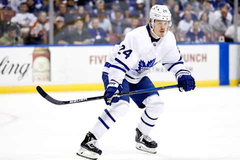 SUNRISE, FLORIDA – FEBRUARY 27: Kasperi Kapanen #24 of the Toronto Maple Leafs . (Photo by Michael Reaves/Getty Images).