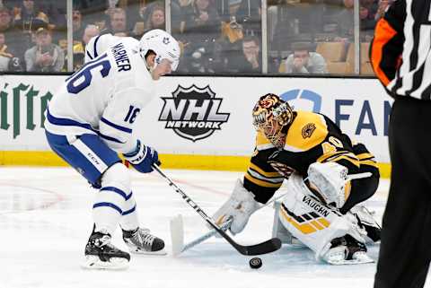 BOSTON, MA – APRIL 11: Toronto Maple Leafs right wing Mitchell Marner . (Photo by Fred Kfoury III/Icon Sportswire via Getty Images)