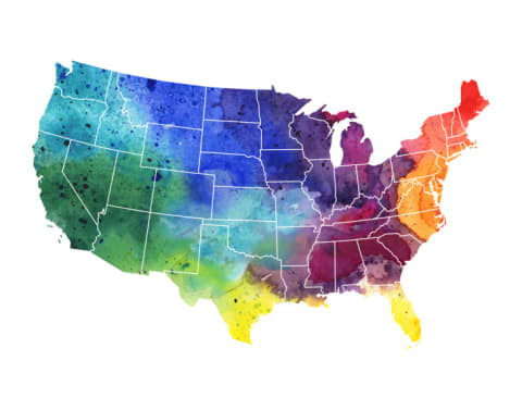 Colorful map of the U.S.A.