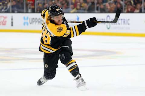 David Pastrnak #88 of the Boston Bruins. (Photo by Maddie Meyer/Getty Images)