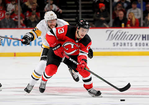 Nico Hischier #13 of the New Jersey Devils (Photo by Elsa/Getty Images)