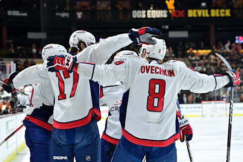 Dylan Strome, Alex Ovechkin, Washington Capitals Mandatory Credit: Matt Kartozian-USA TODAY Sports