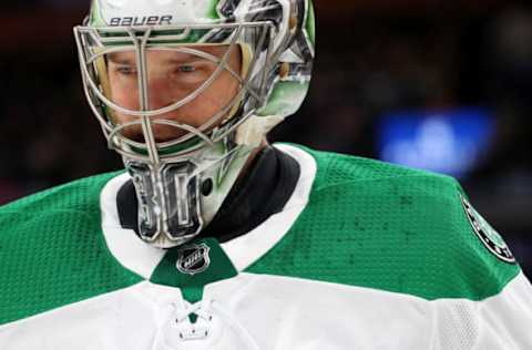 BOSTON, MASSACHUSETTS – FEBRUARY 27: Ben Bishop #30 of the Dallas Stars looks on during the first period of the game against the Boston Bruins at TD Garden on February 27, 2020 in Boston, Massachusetts. (Photo by Maddie Meyer/Getty Images)