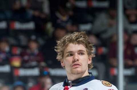 REGINA, SK – MAY 20: Sam Steel #23 of Regina Pats lines up against the Acadie-Bathurst Titan at Brandt Centre – Evraz Place on May 20, 2018. (Photo by Marissa Baecker/Getty Images)