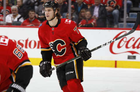 CALGARY, AB – NOVEMBER 30: Mark Jankowski.  Jankowski was passed sent down to the Stockton Heat following the signing of Jaromir Jagr.