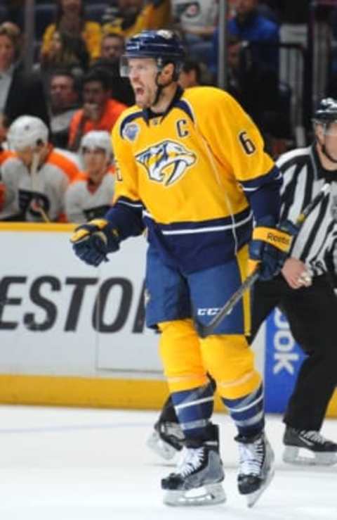 Nashville Predators defenseman Shea Weber (6) Mandatory Credit: Christopher Hanewinckel-USA TODAY Sports