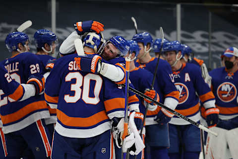 Ilya Sorokin #30 of the New York Islanders. (Photo by Al Bello/Getty Images)