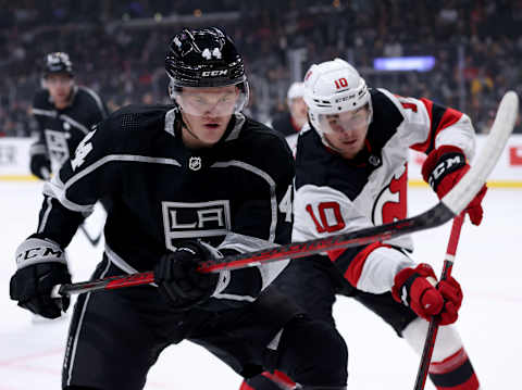 Alexander Holtz #10 of the New Jersey Devils (Photo by Harry How/Getty Images)