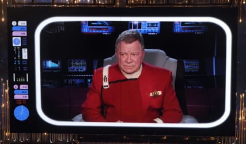 William Shatner on live video at the 2013 Oscars.