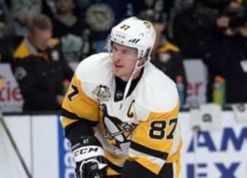 November 3, 2016; Los Angeles, CA, USA; Pittsburgh Penguins center Sidney Crosby (87) before playing against the Los Angeles Kings at Staples Center. Mandatory Credit: Gary A. Vasquez-USA TODAY Sports