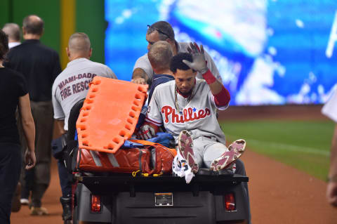 Florimon waves thank you, not goodbye. Photo by Eric Espada/Getty Images.