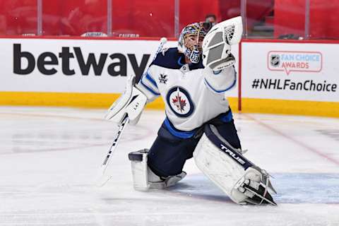 Connor Hellebuyck #37 of the Winnipeg Jets. (Photo by Minas Panagiotakis/Getty Images)