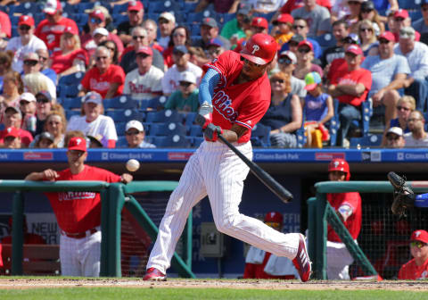 The addition of Santana and the move of Hoskins to left field could make Williams available for a mid-rotation arm. Photo by H. Martin/Getty Images.