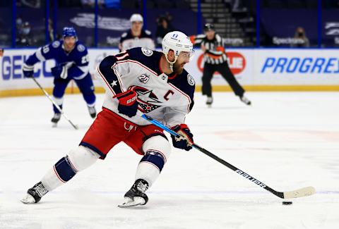 Nick Foligno #71 of the Columbus Blue Jackets. (Photo by Mike Ehrmann/Getty Images)