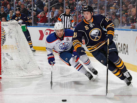 Taylor Hall #4 of the Edmonton Oilers (Photo by Jen Fuller/Getty Images)