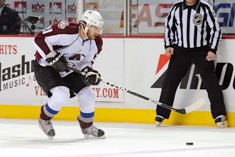 NASHVILLE, TN – FEBRUARY 12: Peter Forsberg #21 of the Colorado Avalanche skates against the Nashville Predators on February 12, 2011 at the Bridgestone Arena in Nashville, Tennessee. (Photo by Frederick Breedon/Getty Images)