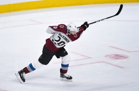 SAN JOSE, CA – MARCH 01: Colorado Avalanche Center Nathan MacKinnon (29) warms up before the NHL game between the Colorado Avalanche and the San Jose Sharks at SAP Center on March 1, 2019 in San Jose, CA. (Photo by Cody Glenn/Icon Sportswire via Getty Images)