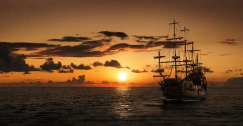 Pirate Ship on the ocean