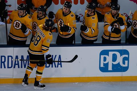 David Pastrnak #88 of the Boston Bruins. (Photo by Christian Petersen/Getty Images)