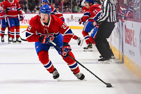 Dec 2, 2021; Montreal, Quebec, CAN; Montreal Canadiens left wing Christian Dvorak. Mandatory Credit: David Kirouac-USA TODAY Sports