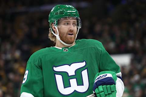 Dougie Hamilton #19 of the Carolina Hurricanes. (Photo by Maddie Meyer/Getty Images)