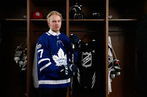 CHICAGO, IL – JUNE 24: Eemeli Rasanen, 59th overall pick of the Toronto Maple Leafs, poses for a portrait during the 2017 NHL Draft at United Center on June 24, 2017 in Chicago, Illinois. (Photo by Jeff Vinnick/NHLI via Getty Images)