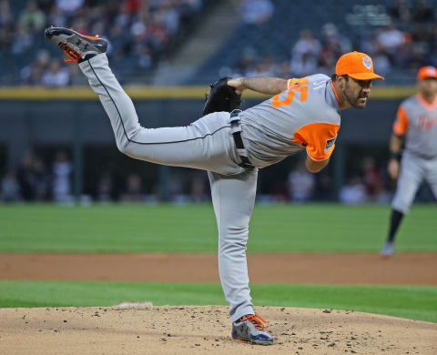 CHICAGO, IL – AUGUST 25: Starting pitcher Justin Verlander #35 of the Detroit Tigers delivers the ball against the Chicago White Sox at Guaranteed Rate Field on August 25, 2017, in Chicago, Illinois. (Photo by Jonathan Daniel/Getty Images)