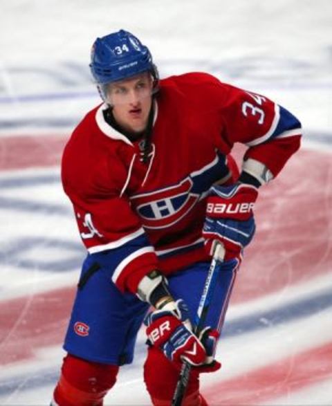 Sep 22, 2015; Montreal, Quebec, CAN; Montreal Canadiens right wing Michael McCarron (34) before the game against Toronto Maple Leafs at Bell Centre. Mandatory Credit: Jean-Yves Ahern-USA TODAY Sports