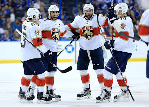 TAMPA, FL – MARCH 06: Vincent Trocheck #21 of the Florida Panthers celebrates a goal during a game against the Tampa Bay Lightning at Amalie Arena on March 6, 2018 in Tampa, Florida. (Photo by Mike Ehrmann/Getty Images)